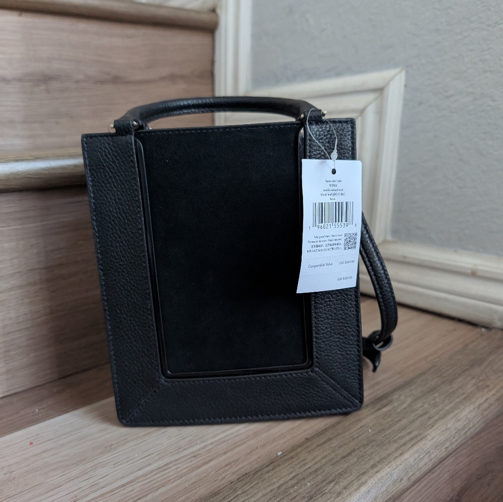 NWT Kate Spade KI886 Lena Suede Leather Mini Tote Crossbody In Black Multi - Picture 3 of 4